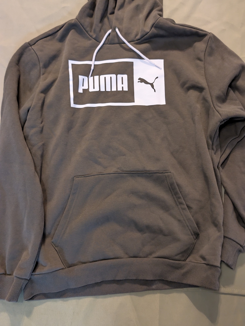 Puma Men's Green Hoodie with White Logo